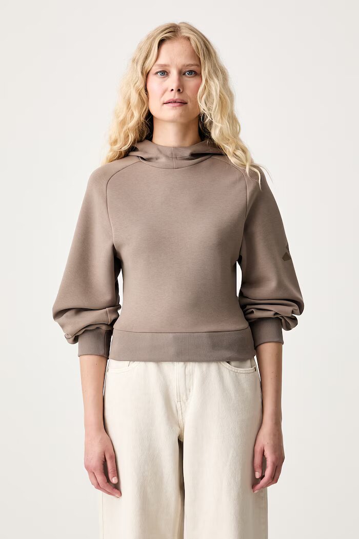 adidas суичър с качулка дамски с модал Soft Lux кафяв KS7886