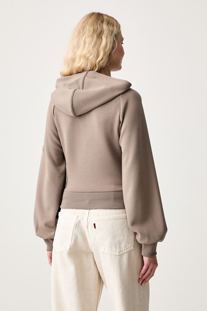 adidas суичър с качулка дамски с модал Soft Lux кафяв KS7886