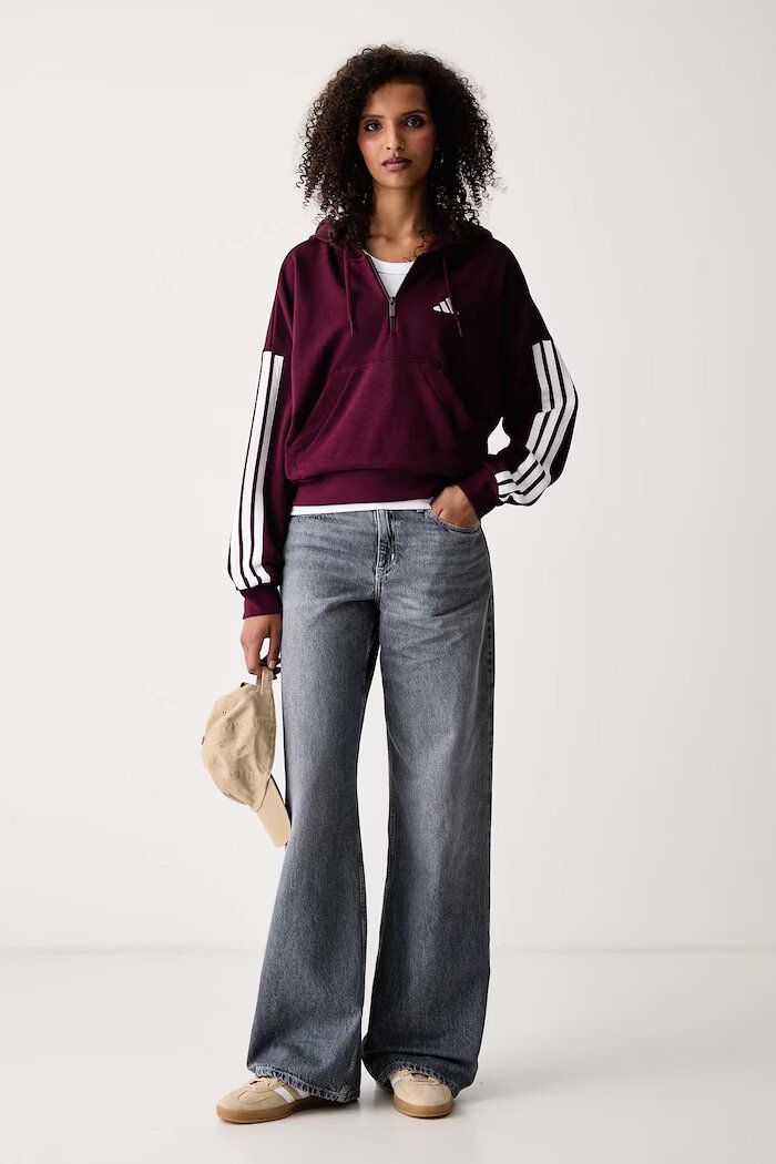 adidas суичър с качулка дамски с вискоза Essentials бордо KF8316