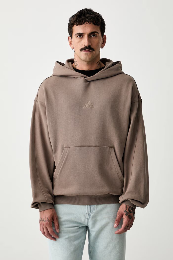 adidas суичър с качулка мъжки от памук кафяв KW2308