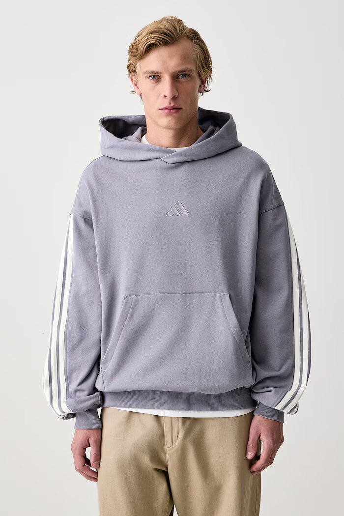 adidas суичър с качулка мъжки от памук виолетов KW2404