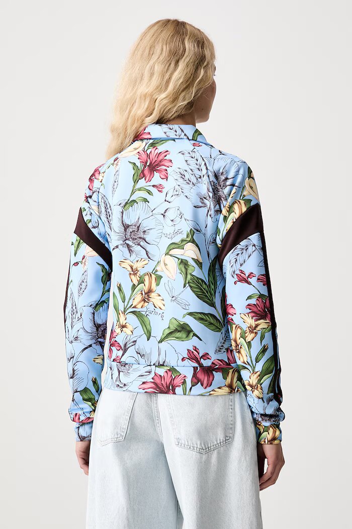 adidas суичър с цип дамски с памук x Farm Rio син KX0043