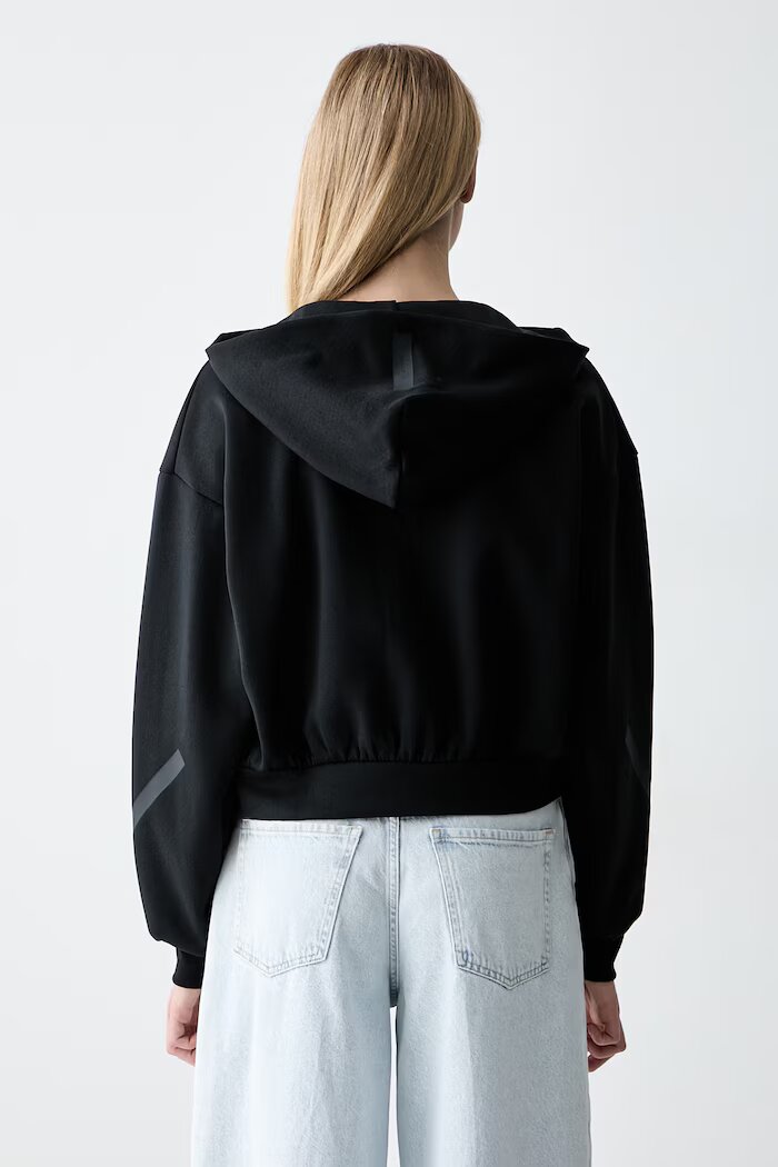 adidas суичър с цип и качулка дамски с памук Z.N.E черен KF6392