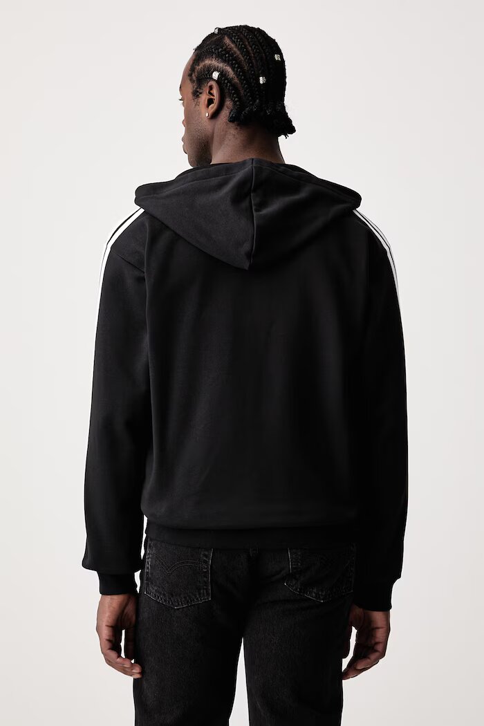 adidas суичър с цип и качулка мъжки от памук Essentials черен KY6568