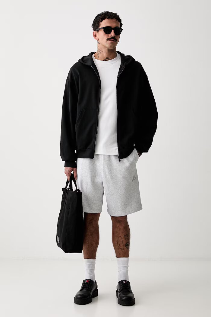 adidas суичър с цип и качулка мъжки от памук Kit Pack черен KW2289