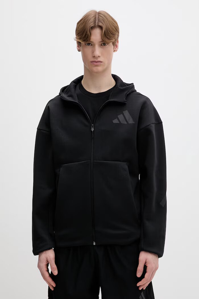 adidas Суичър Z.N.E мъжки в черно с качулка с принт JE7538