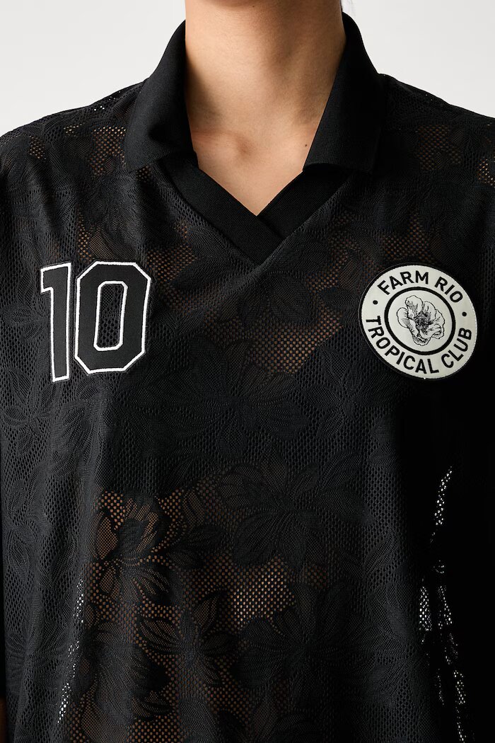 adidas тениска дамска от дантела x Farm Rio черна KR0238