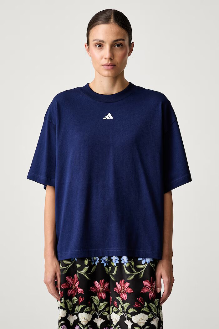 adidas тениска дамска от памук Essentials тъмносиня KY3136