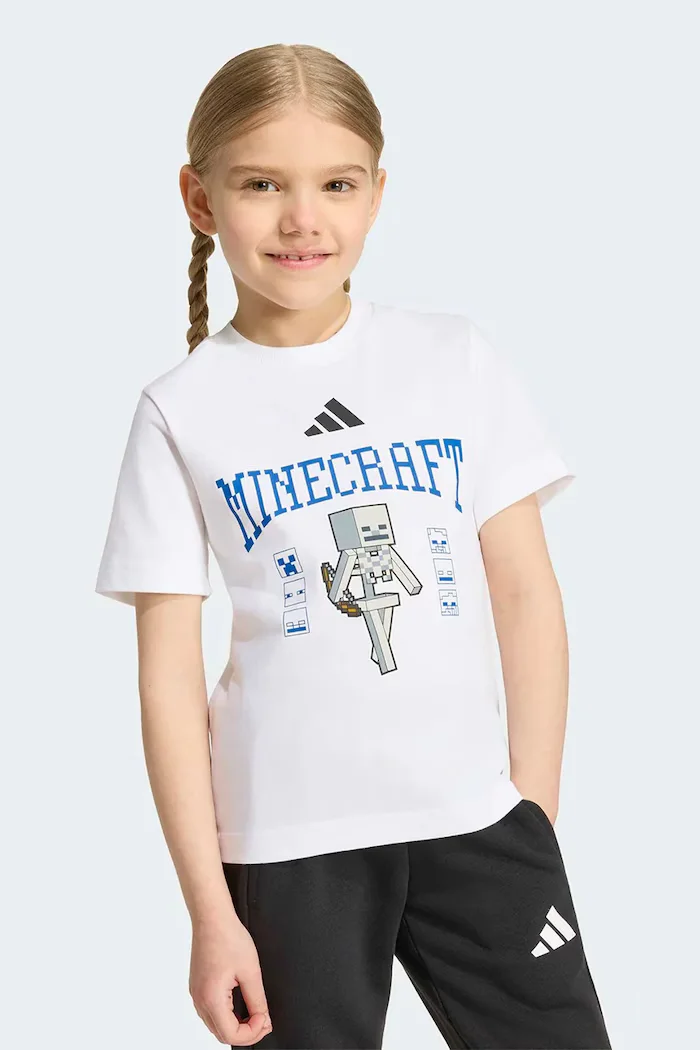 adidas тениска за деца от памук MINECRAFT бяла KH3196