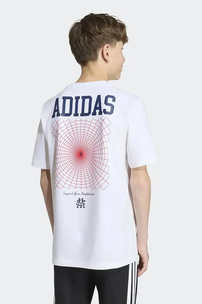 adidas тениска за деца от памук с еластан MARVEL SPIDER-MAN бяла KS3959