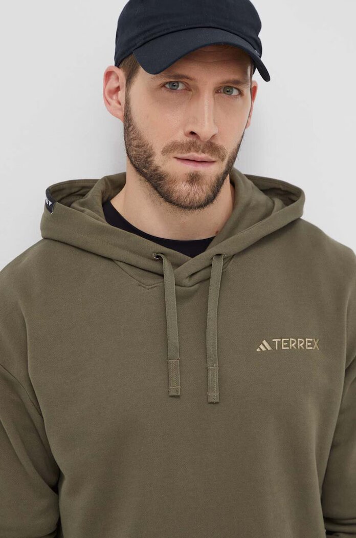 adidas TERREX Спортен суичър в зелено с качулка с изчистен дизайн IN4716