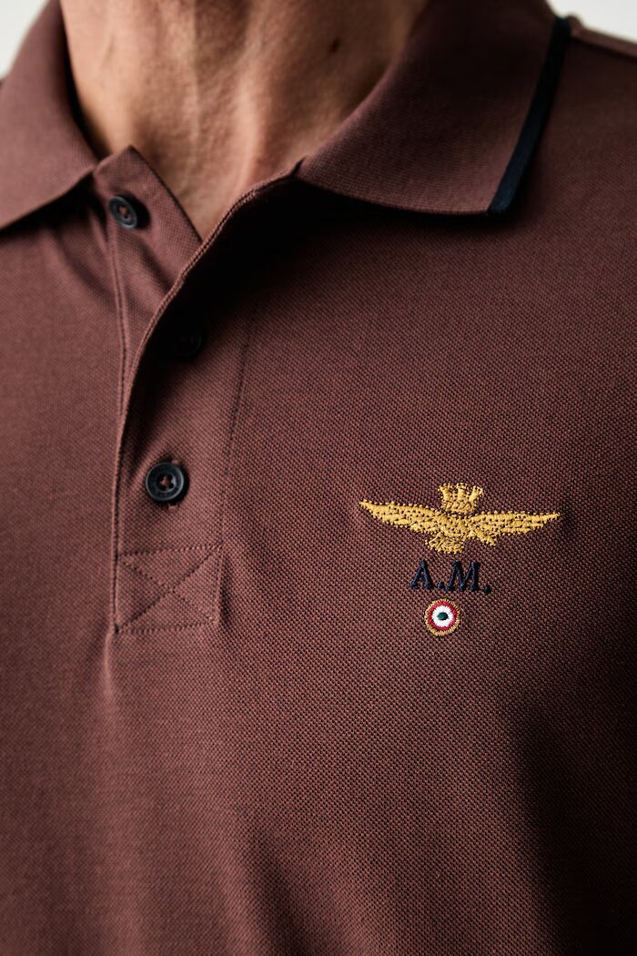 Aeronautica Militare блуза с дълги ръкави мъжка от памук кафява PO1653UP00082