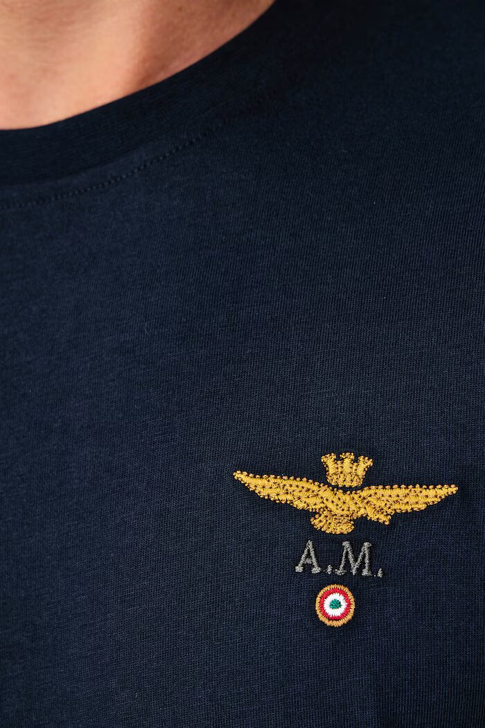 Aeronautica Militare блуза с дълги ръкави мъжка от памук тъмносиня TS2390UJ00372