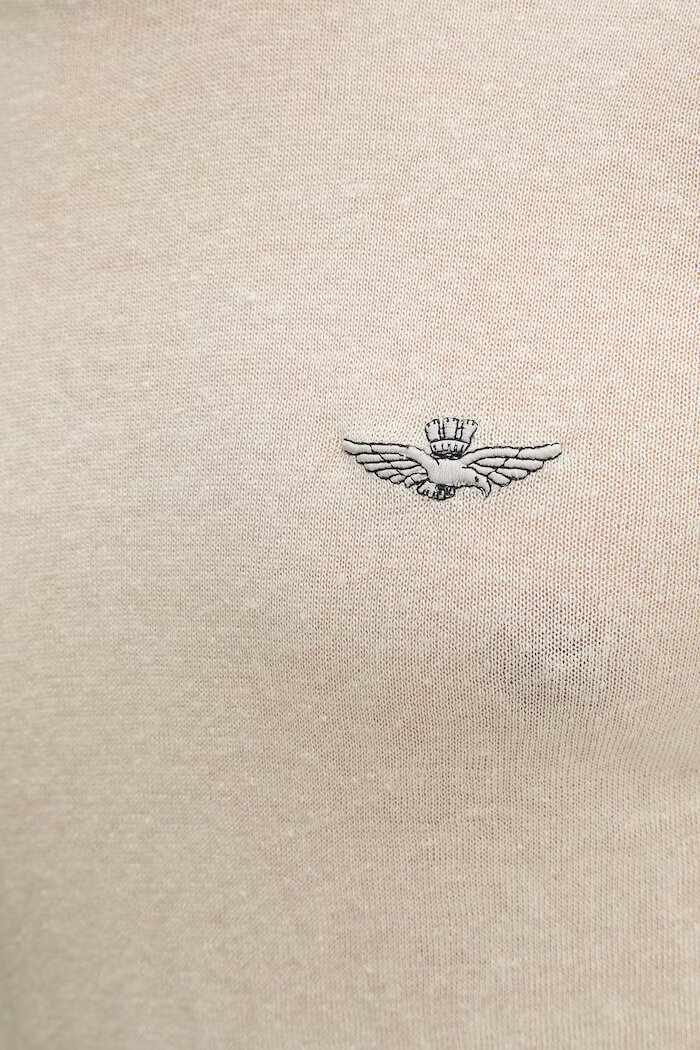 Aeronautica Militare Ленена тениска в бежово с изчистен дизайн MA1624UL00935