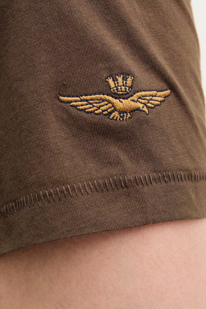 Aeronautica Militare Памучна тениска в кафяво с принт TS2538UJ00727