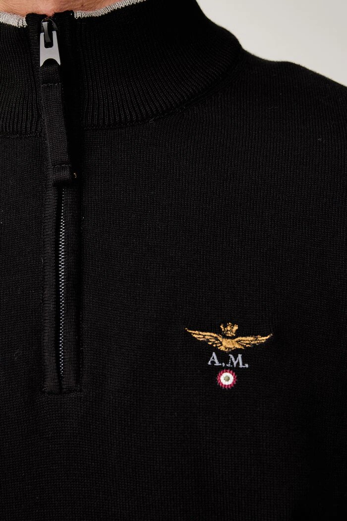 Aeronautica Militare пуловер мъжки от памук черен MA1670UL00506