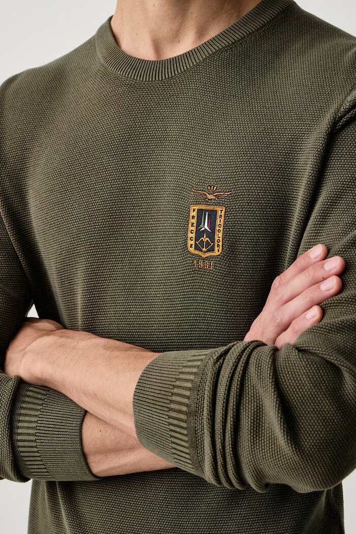 Aeronautica Militare пуловер мъжки с памук зелен MA1667UL00463