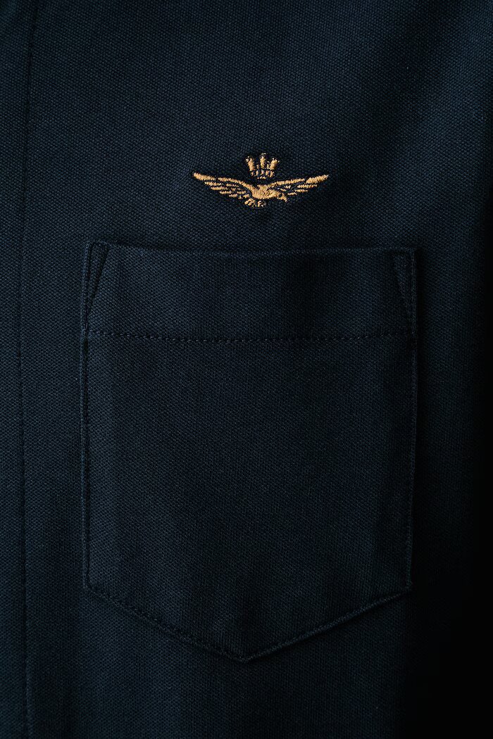 Aeronautica Militare риза мъжка от памук с еластан тъмносиня CA1313UP00408