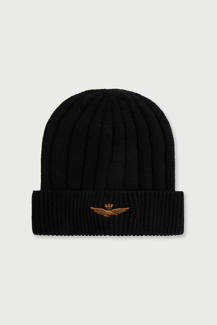 Aeronautica Militare шапка бийни мъжка от памук черна CU0098UL00485