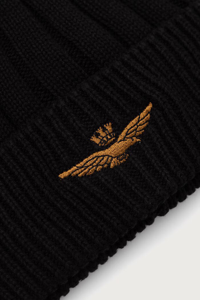 Aeronautica Militare шапка бийни мъжка от памук черна CU0098UL00485