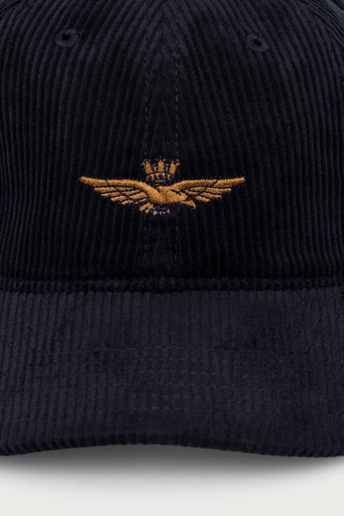 Aeronautica Militare шапка с козирка от джинсова материя тъмносиня HA1262UCT04388