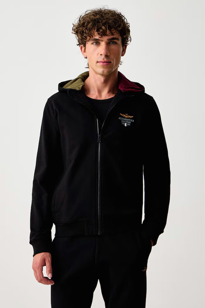 Aeronautica Militare спортен комплект анцуг мъжки от памук с еластан черен TF0108UF00662
