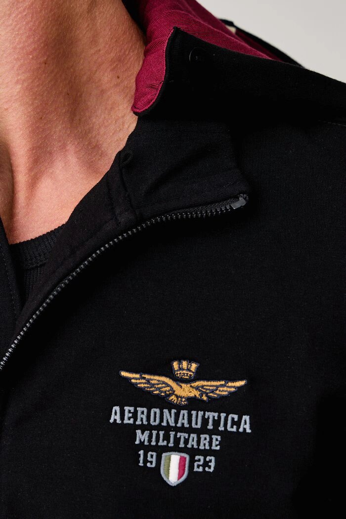 Aeronautica Militare спортен комплект анцуг мъжки от памук с еластан черен TF0108UF00662