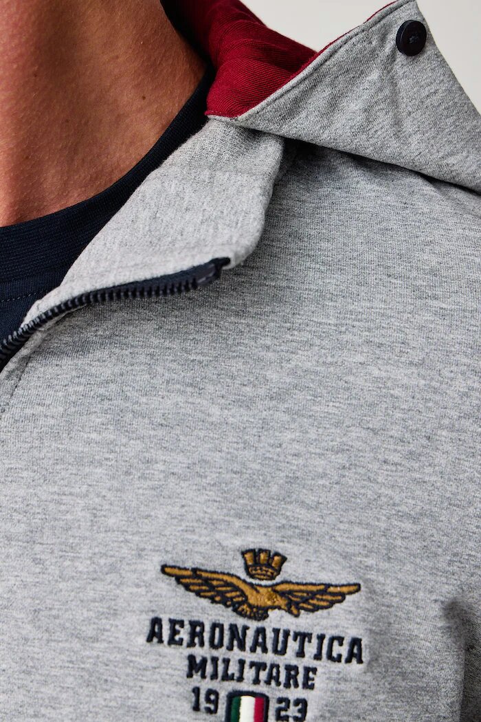 Aeronautica Militare спортен комплект анцуг мъжки от памук с еластан сив TF0108UF00674