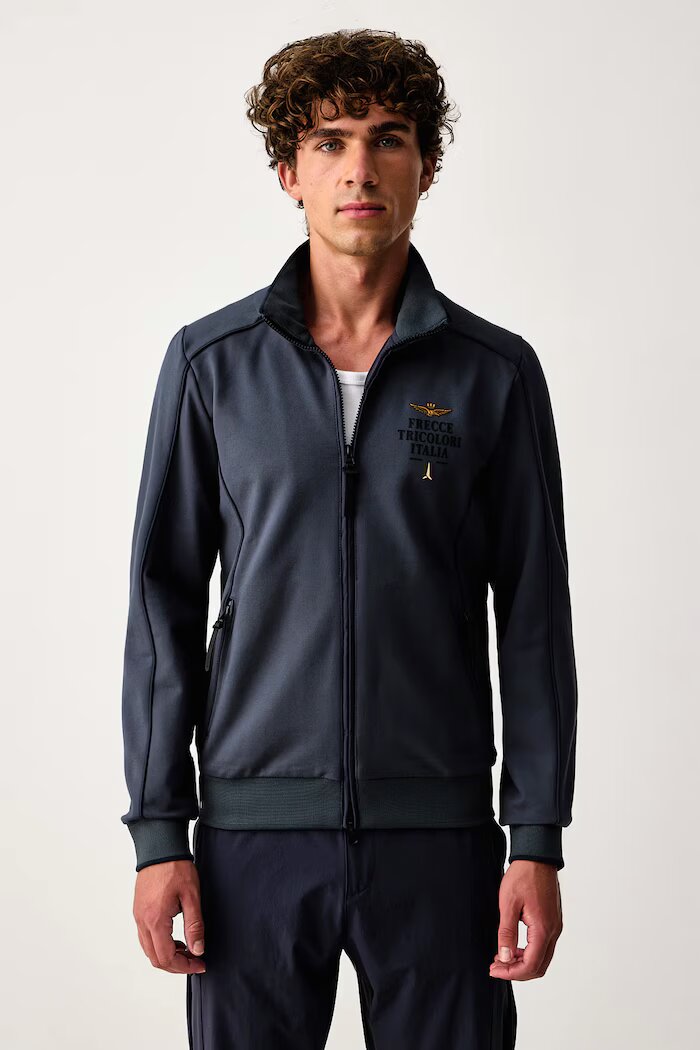 Aeronautica Militare суичър с цип мъжки с вискоза син FE2138UF00691