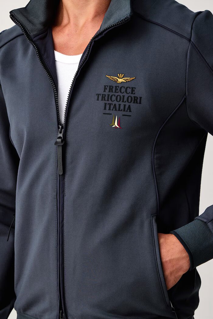 Aeronautica Militare суичър с цип мъжки с вискоза син FE2138UF00691