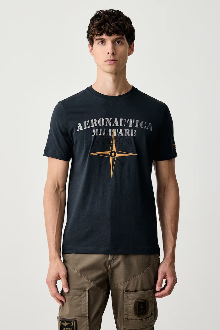 Aeronautica Militare тениска мъжка от памук тъмносиня TS2582UJ00750