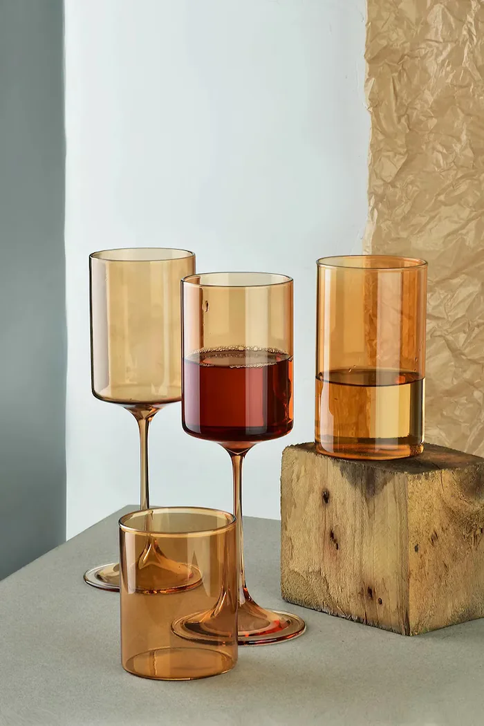 Affek Design Комплект чаши за вино Romane 300 ml (4 броя) в оранжево