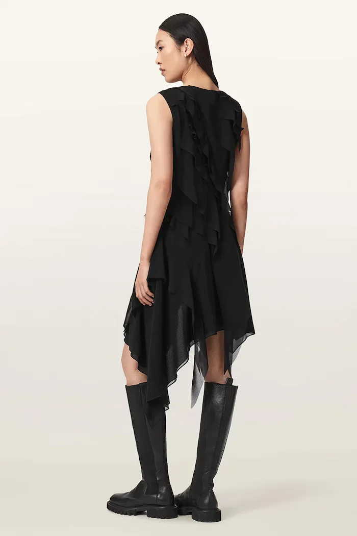 AllSaints асиметрична рокля ANGIE DRESS черна W001DF