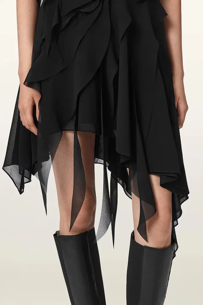AllSaints асиметрична рокля ANGIE DRESS черна W001DF
