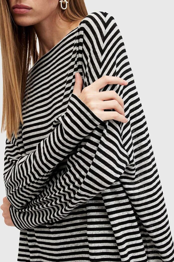 AllSaints Блуза RITA STRIPE TEE в бяло с десен W003JY
