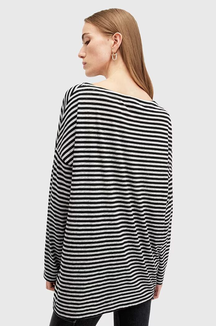 AllSaints Блуза RITA STRIPE TEE в бяло с десен W003JY