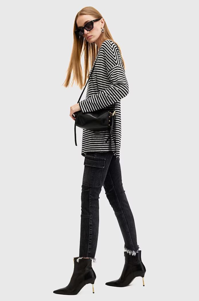 AllSaints Блуза RITA STRIPE TEE в бяло с десен W003JY