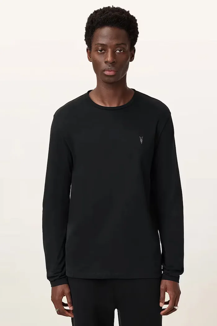 AllSaints блуза с дълги ръкави мъжка от памук BRACE черна M033JB