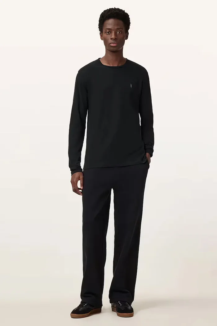 AllSaints блуза с дълги ръкави мъжка от памук BRACE черна M033JB