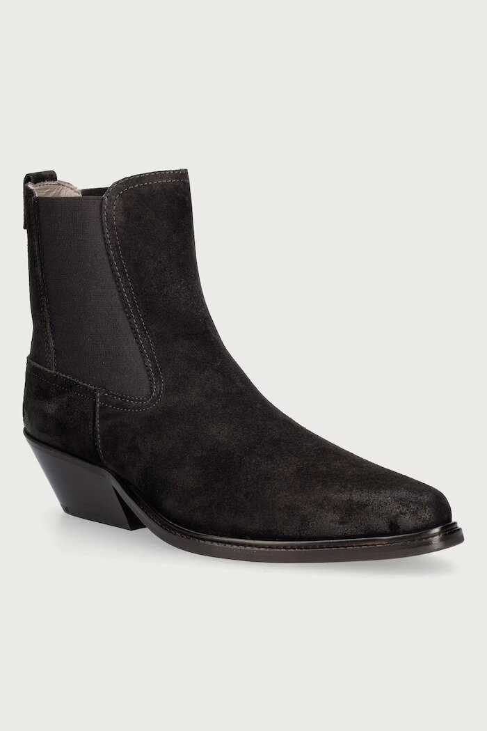 AllSaints боти челси с нисък ток дамски от кожа Carter Suede Chelsea кафяви W093FF