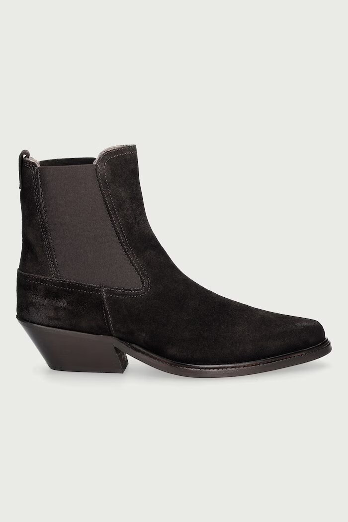 AllSaints боти челси с нисък ток дамски от кожа Carter Suede Chelsea кафяви W093FF