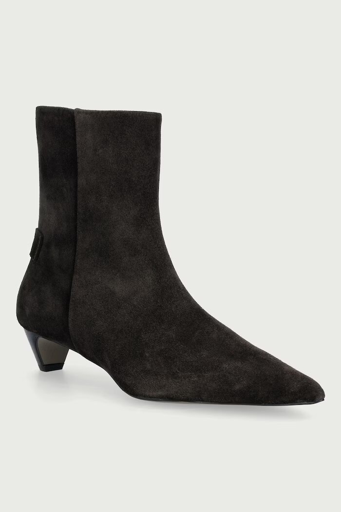 AllSaints боти с нисък ток дамски от велур Piper Suede Boot кафяви W036FF