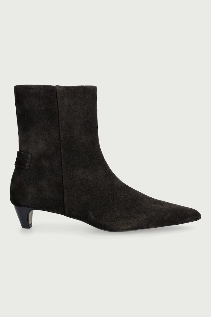 AllSaints боти с нисък ток дамски от велур Piper Suede Boot кафяви W036FF