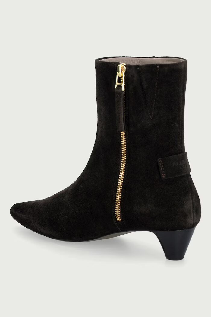 AllSaints боти с нисък ток дамски от велур Piper Suede Boot кафяви W036FF
