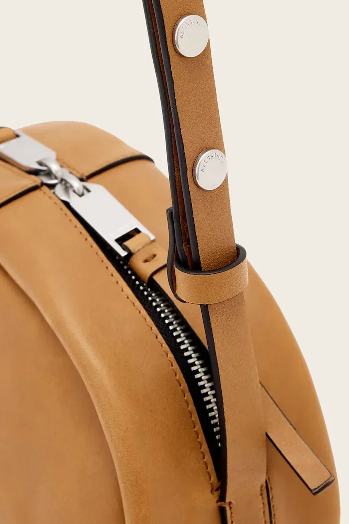 AllSaints чанта crossbody дамска от кожа ROSALIE кафява W710XD