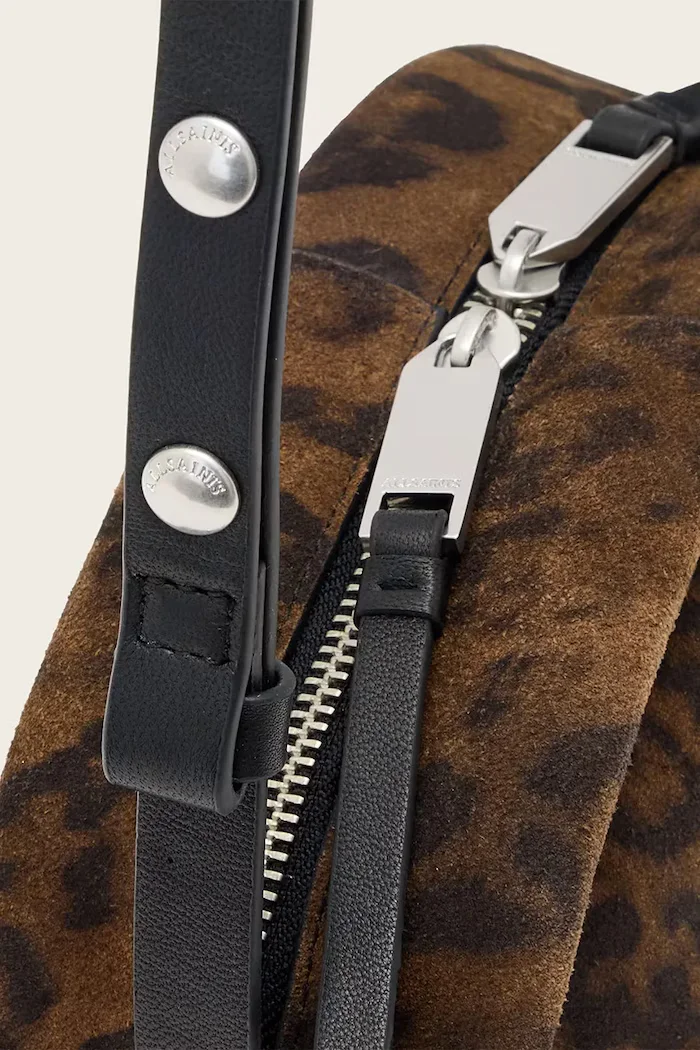 AllSaints чанта crossbody дамска от велур ROSALIE кафява W722XD