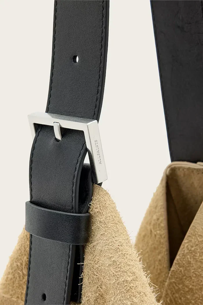 AllSaints чанта тип хобо дамска от велур ASHA бежова W518XD