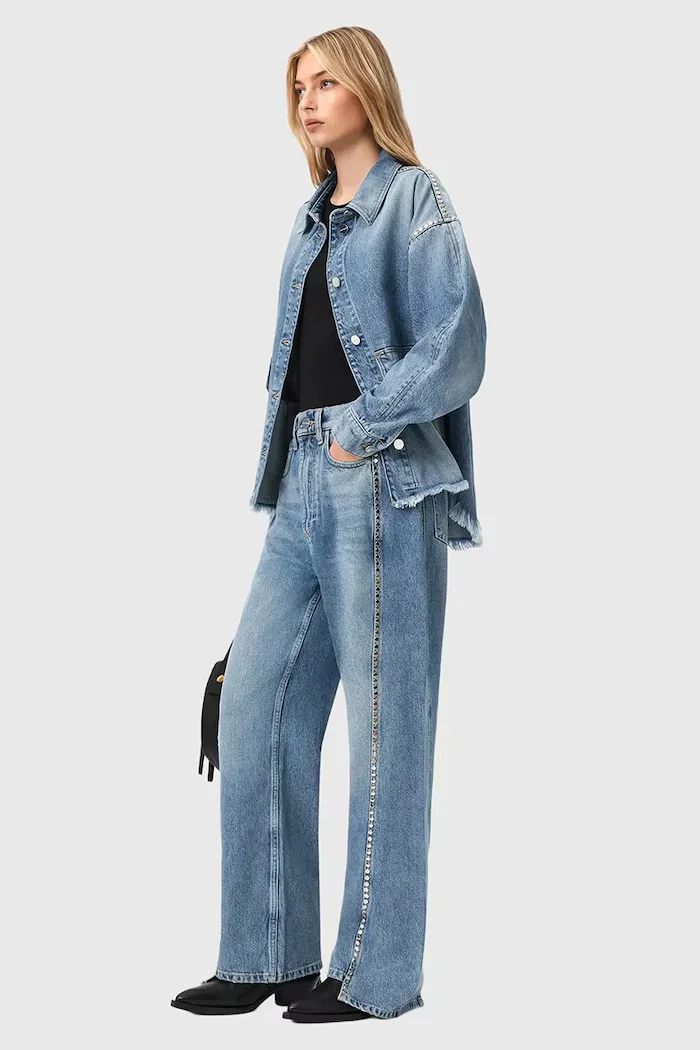 AllSaints дънки barrel дамски FRANKIE сини W055EE