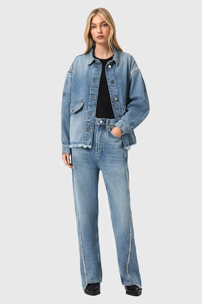 AllSaints дънки barrel дамски FRANKIE сини W055EE