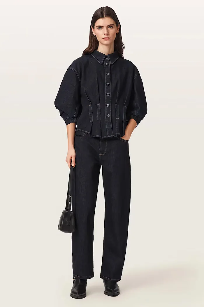AllSaints дънки barrel дамски SADIE тъмносини W030EF